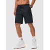 Short de Plage Décontracté en Couleur Unie Taille à Cordon - Noir M