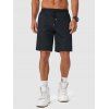 Short de Plage Décontracté en Couleur Unie Taille à Cordon - Noir M