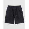 Short de Plage Décontracté en Couleur Unie Taille à Cordon - Noir M