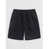 Short de Plage Décontracté en Couleur Unie Taille à Cordon - Noir XL