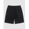 Short de Plage Décontracté en Couleur Unie Taille à Cordon - Noir XL