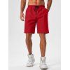 Short de Plage Décontracté en Couleur Unie Taille à Cordon - Rouge M