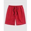 Short de Plage Décontracté en Couleur Unie Taille à Cordon - Rouge XL