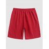 Short de Plage Décontracté en Couleur Unie Taille à Cordon - Rouge XL