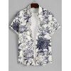 Chemise Longue Manches Retroussées à Imprimé Floral Grande Taille pour Homme - Bleu de Minuit S | US 4