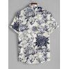 Chemise Longue Manches Retroussées à Imprimé Floral Grande Taille pour Homme - Bleu de Minuit S | US 4