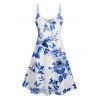 Robe Rose Imprimée en Couleur Unie à Manches Roulées et Short - Bleu S | US 4