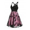 Robe Dentelle Gothique Anneaux en O Papillon Superposé en Maille Transparente et Ailes - Noir S | US 4