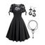 Robe Halloween en Dentelle Ajourée avec Boucles D'oreilles - Noir S | US 4