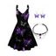 Robe à Encolure en V et Boucles D'Oreilles en Forme de Papillon Coloré Brillant - Noir S | US 4