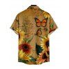 Chemise Décontractée Manches Courtes à Imprimé Papillons et Inscription pour Hommes - Deep Yellow 5XL