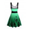 Robe D'Été sans Manches avec Col en Cœur Imprimé Pieuvre et Ceinture de Poitrine - Vert clair XXL | US 14