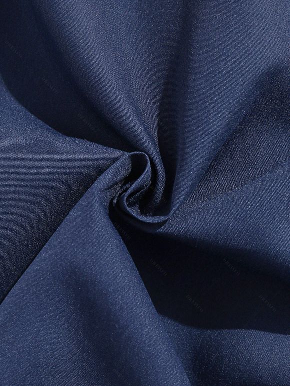 Short de Plage Décontracté en Couleur Unie Taille à Cordon - Bleu de Minuit M