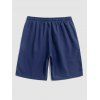 Short de Plage Décontracté en Couleur Unie Taille à Cordon - Bleu de Minuit XS