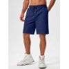 Short de Plage Décontracté en Couleur Unie Taille à Cordon - Bleu de Minuit S