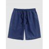 Short de Plage Décontracté en Couleur Unie Taille à Cordon - Bleu de Minuit S