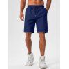 Short de Plage Décontracté en Couleur Unie Taille à Cordon - Bleu de Minuit XL