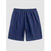 Short de Plage Décontracté en Couleur Unie Taille à Cordon - Bleu de Minuit XL