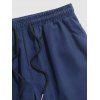 Short de Plage Décontracté en Couleur Unie Taille à Cordon - Bleu de Minuit XL