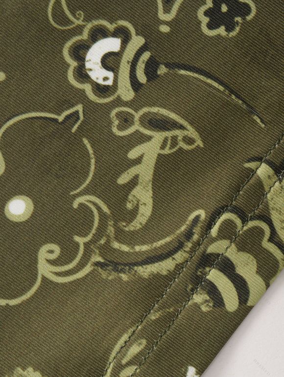 Robe à Bretelles à Imprimé Chat à Lacets - Vert profond S | US 4