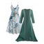 Ensemble cardigan transparent uni en mousseline de soie ouverte sur le devant à manches courtes et robe camisole à gros imprimé floral - Bleu Ciel XXXL | US 16