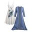 Ensemble cardigan transparent uni en mousseline de soie ouverte sur le devant à manches courtes et robe camisole à gros imprimé floral - Bleu Ciel XXXL | US 16