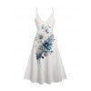 Ensemble cardigan transparent uni en mousseline de soie ouverte sur le devant à manches courtes et robe camisole à gros imprimé floral - Bleu Ciel XXXL | US 16