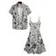 Robe Boutonnée à Imprimé Floral à Bretelles Spaghetti et Manches Courtes - Noir S | US 4