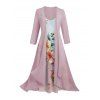 Combinaison Ouverte en Avant Papillon de Couleur Unie à Manches Bouffantes et Robe à Bretelle - Rose clair S | US 4