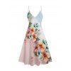 Combinaison Ouverte en Avant Papillon de Couleur Unie à Manches Bouffantes et Robe à Bretelle - Rose clair S | US 4