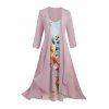 Combinaison Ouverte en Avant Papillon de Couleur Unie à Manches Bouffantes et Robe à Bretelle - Rose clair XL | US 12