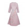 Combinaison Ouverte en Avant Papillon de Couleur Unie à Manches Bouffantes et Robe à Bretelle - Rose clair XL | US 12