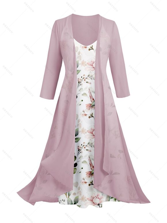 Combinaison Ouverte en Avant Papillon de Couleur Unie à Manches Bouffantes et Robe à Bretelle - Blanc S | US 4