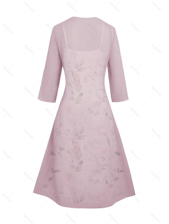 Combinaison Ouverte en Avant Papillon de Couleur Unie à Manches Bouffantes et Robe à Bretelle - Blanc S | US 4