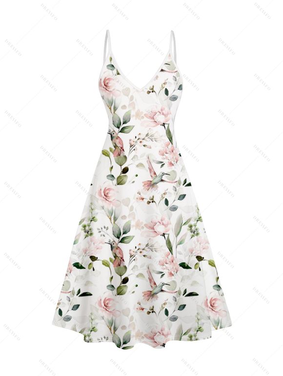 Combinaison Ouverte en Avant Papillon de Couleur Unie à Manches Bouffantes et Robe à Bretelle - Blanc S | US 4