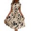 Robe D'Été à Col Rond avec Ceinture et à Mancherons à Imprimé Abstrait - Abricot XL | US 12