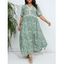 Robe D'Eté Fleurie en Dentelle Jointive de Grande Taille à Col V - Vert clair 4XL | US 20