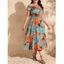 Robe Décontractée Plume Imprimée à Epaule Dénudée de Grande Taille Ourlet à Volants - Vert clair 4XL | US 22