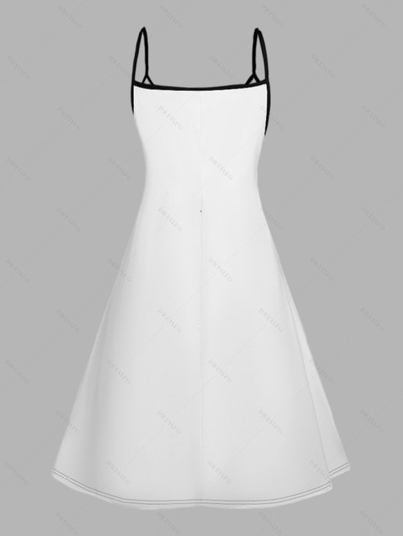 Robe Chemise Rose et Cercle O Imprimés Manches Roulées à Col V pour Femme - Blanc S | US 4