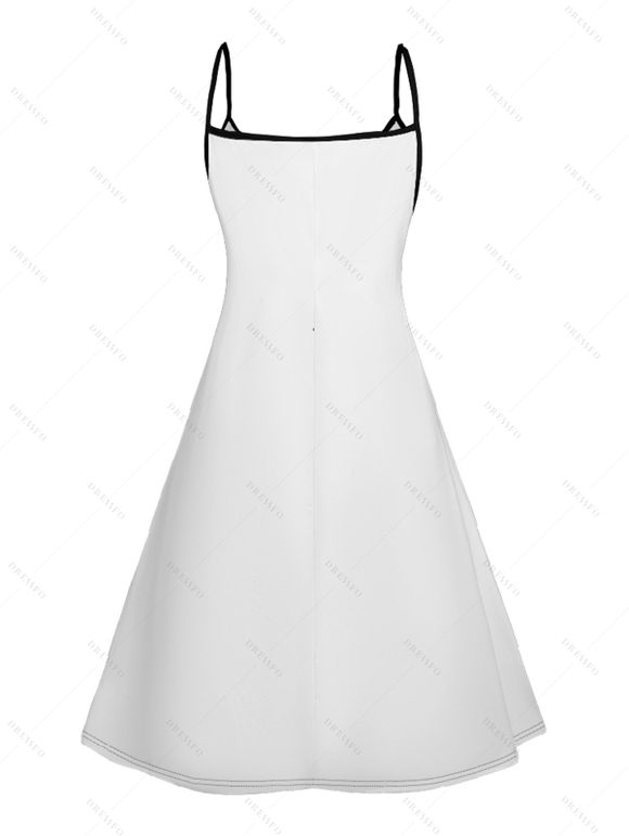 Robe D'été Rose Crâne à Col en V à Bretelles Spaghetti - Blanc XXL | US 14