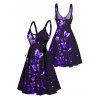 Robe Croisée Papillon Galaxie Imprimés à Taille Haute sans Manches à Lacets - Concorde L | US 8-10