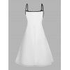 Robe Chemise Rose et Cercle O Imprimés Manches Roulées à Col V pour Femme - Blanc S | US 4