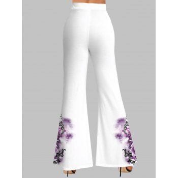 Tie Dye Skull Rose Print High Waist Flare Pants