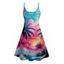Landscape Coconut Tree Print V Neck High Waist Spaghetti Strap Dress Sleeveless Summer A Line Cami Dress - multicolor A XL | US 12