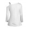 T-shirt D'Eté Décontracté Rose Crâne Imprimés Epaule Dénudée à Manches Longues - Blanc XL | US 12