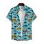 Chemise Décontractée Dinosaure Squelette Imprimés Boutonnée à Manches Courtes - Bleu clair XL