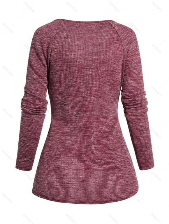 Top en Tricot à Encolure Dégagée à Manches Raglan - Rouge foncé XXL
