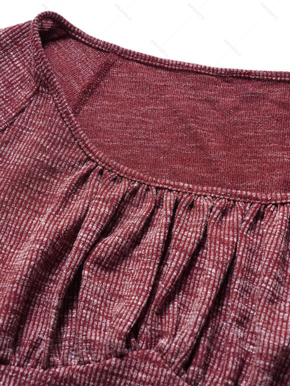 Top en Tricot à Encolure Dégagée à Manches Raglan - Rouge foncé XXL