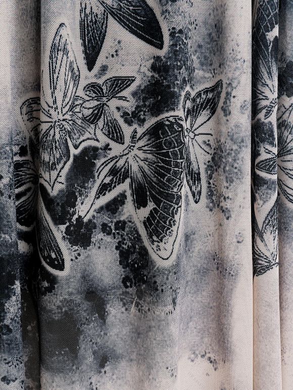 Robe Corset Papillon Imprimé à Epaule Nouée avec Chaîne à Col Plongeant - café lumière S | US 4