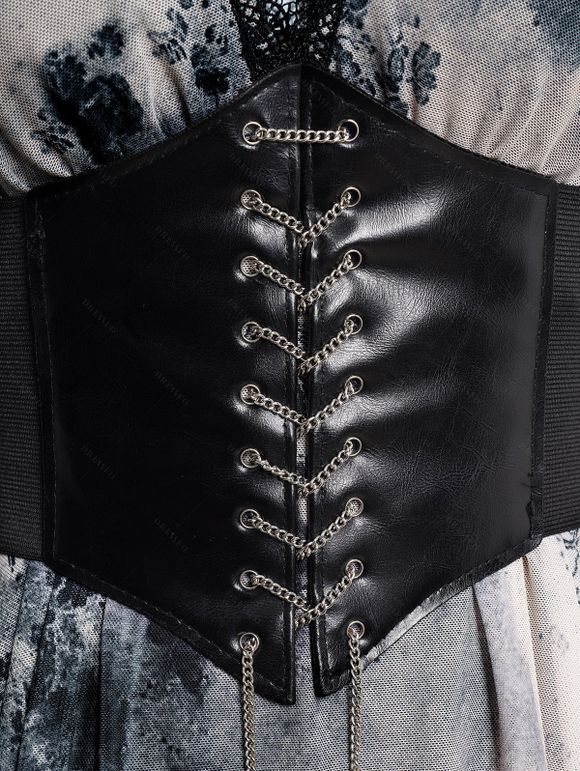 Robe Corset Papillon Imprimé à Epaule Nouée avec Chaîne à Col Plongeant - café lumière S | US 4